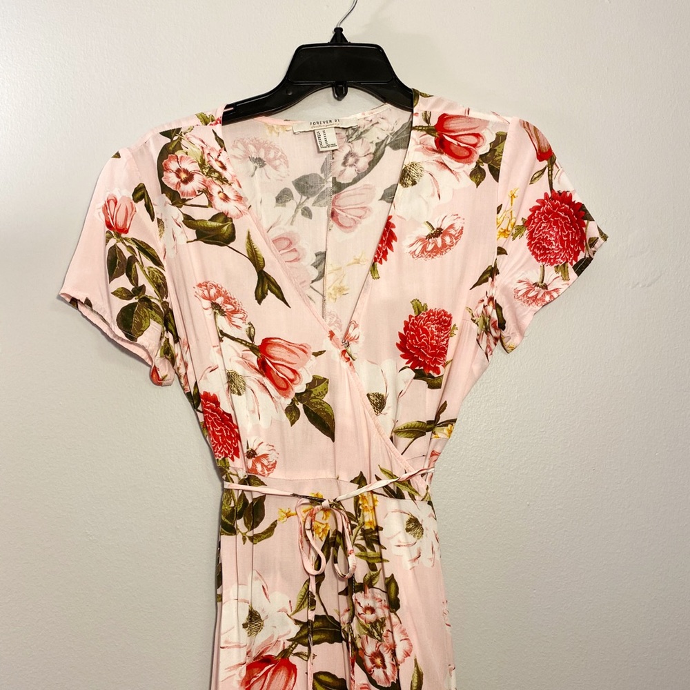 Pink Floral Maxi Wrap Dress